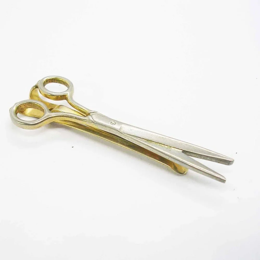 Scissors Tie Bar vintage Swank Necktie Holder Formal Wear Tailor Gift Money Clip